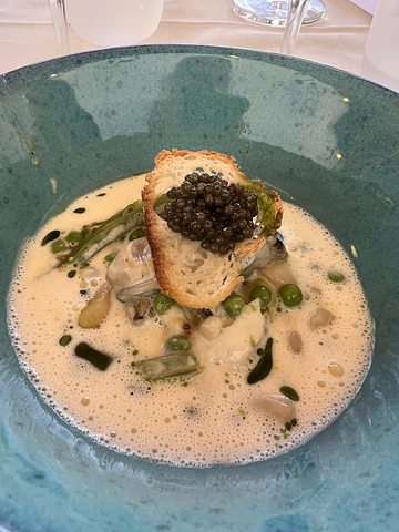 A fish course served at the villa