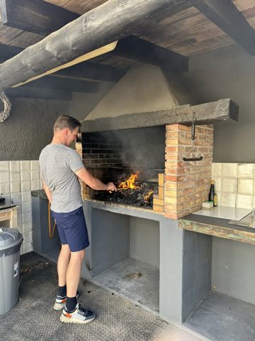 Grilling at the built-in barbecue