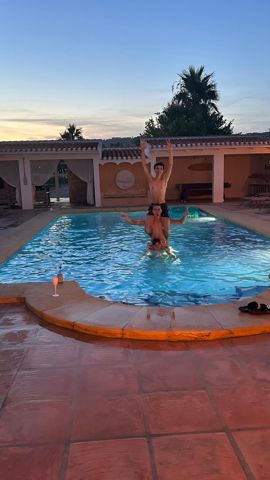 An evening jump in the pool