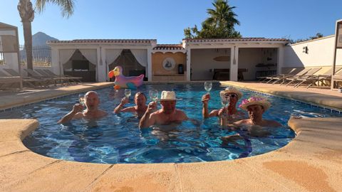 Cooling off together in the pool