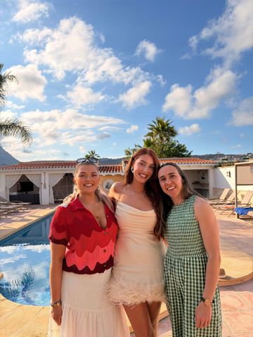 Friends on the pool terrace