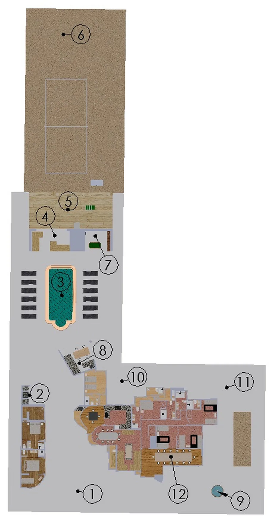 Plan d’ensemble du domaine (numéroté)