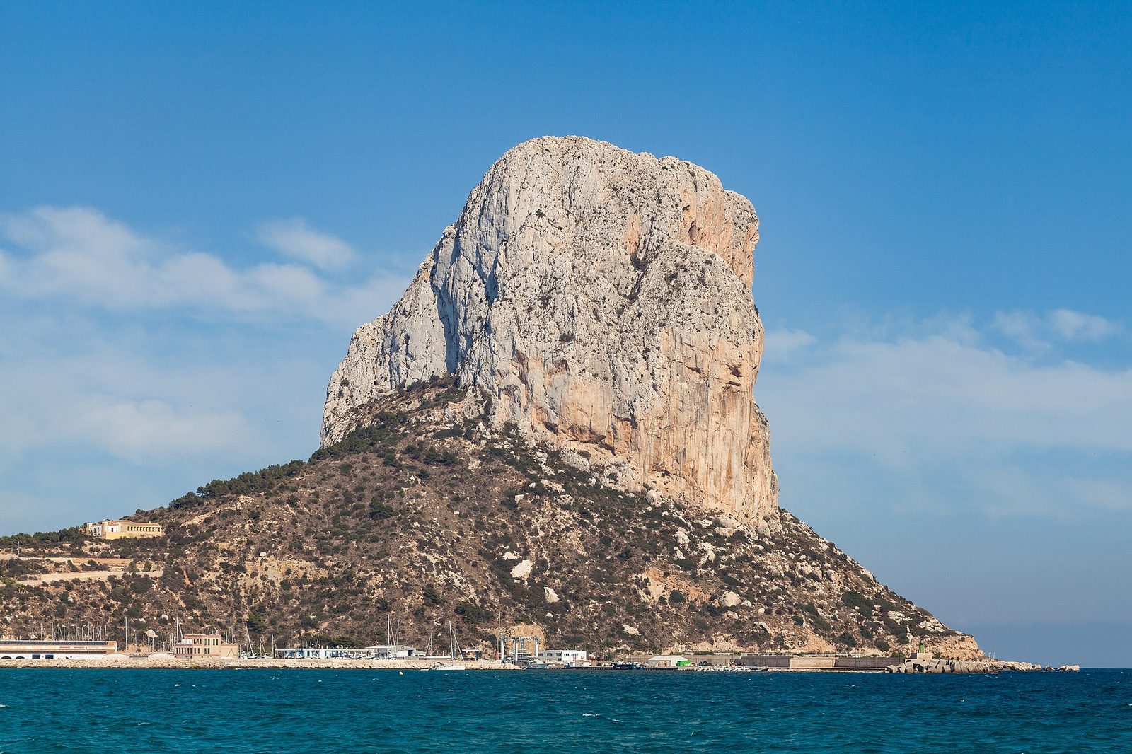 The Penyal d'Ifac rock in Calp seen from the sea, namesake of Club de Golf Ifach for golfers from the villa
