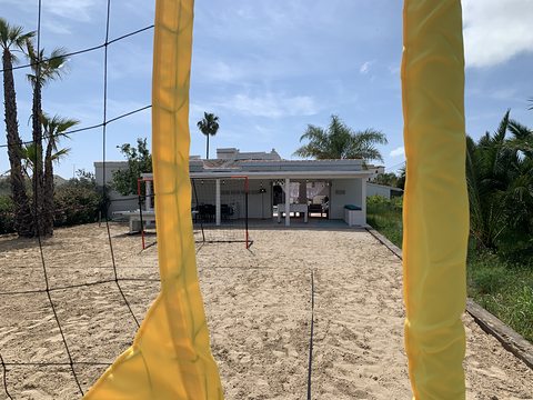The volleyball court on the sand